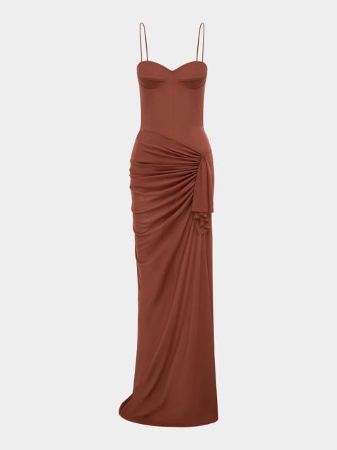 ALEX PERRY Sleeveless Draped Bustier Column Gown