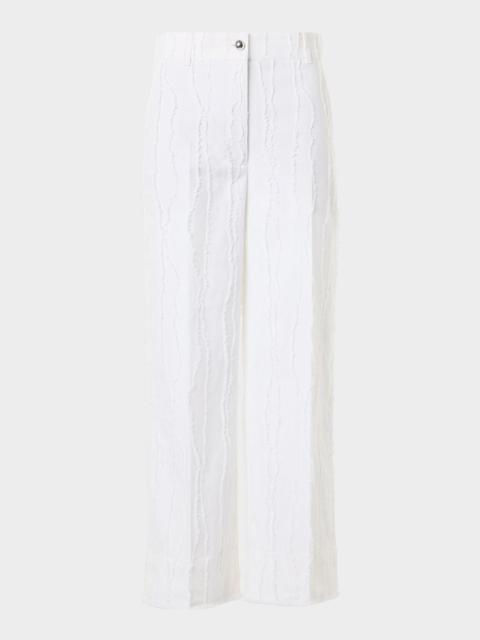 AKRIS Chiara Fringed Cotton Straight-Leg Ankle Pants