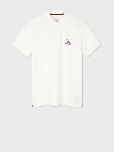Paul Smith White Embroidered 'Bird' Cotton Polo Shirt