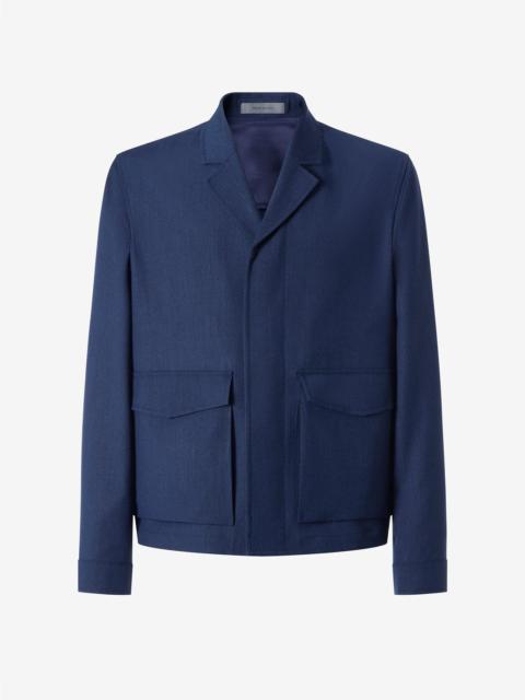CORNELIANI Navy blue wool, silk and mohair overshirt