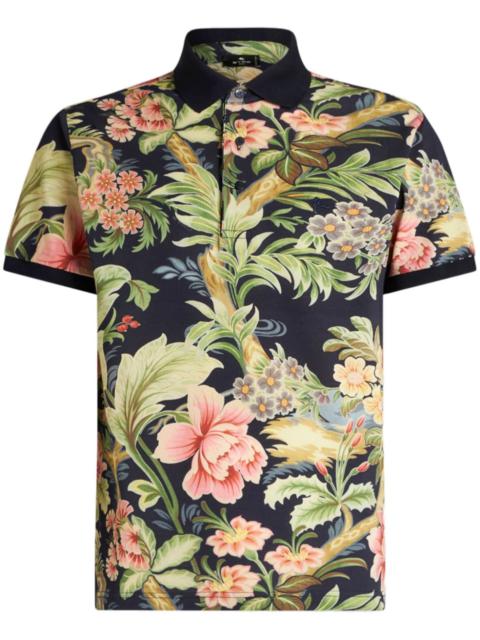 Etro floral-print cotton polo shirt