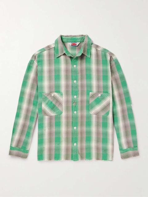 SAINT M×××××× + Shermer Academy Distressed Checked Cotton-Flannel Shirt