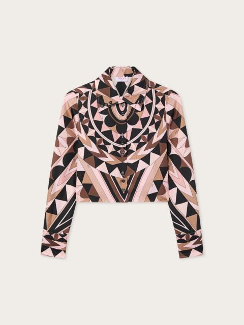 PUCCI MANUBA PRINT SILK CROP SHIRT