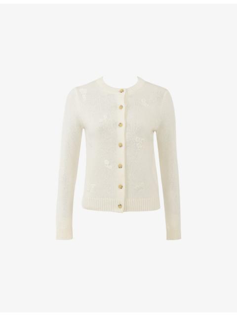House of CB Poppie Scatter-Floral Wool and Cashmere Cardigan