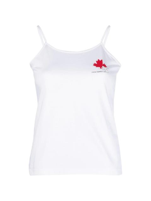 maple leaf logo-print vest top