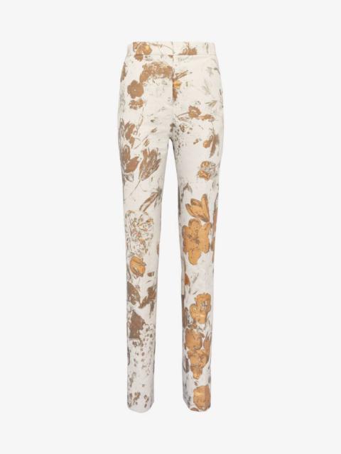 Women's High-waisted Cigarette Trousers in Gold