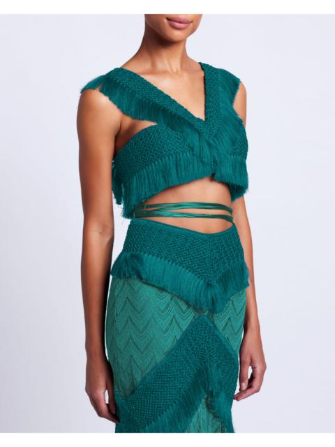 PatBO FRINGE TRIM CROPPED TOP