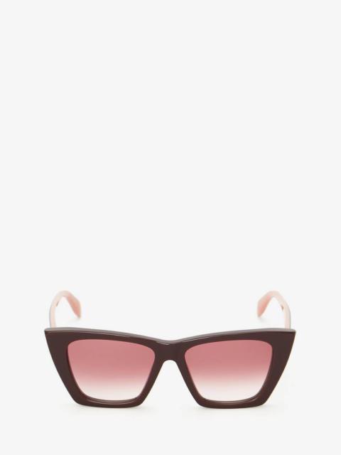 Alexander McQueen Selvedge Cat-eye Sunglasses in Burgundy