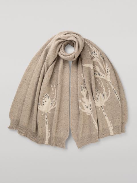 Johnstons of Elgin Wild Thistle Intarsia Natural Cashmere Wrap