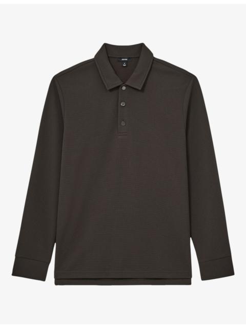 REISS Alba Long-Sleeve Stretch-Woven Polo