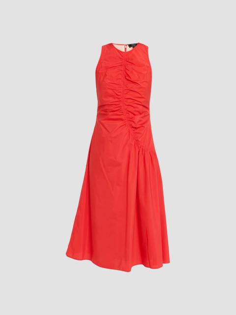 Theory Women's Asymmetrical Ruched Soft Lawn Midi-Dress - Poppy