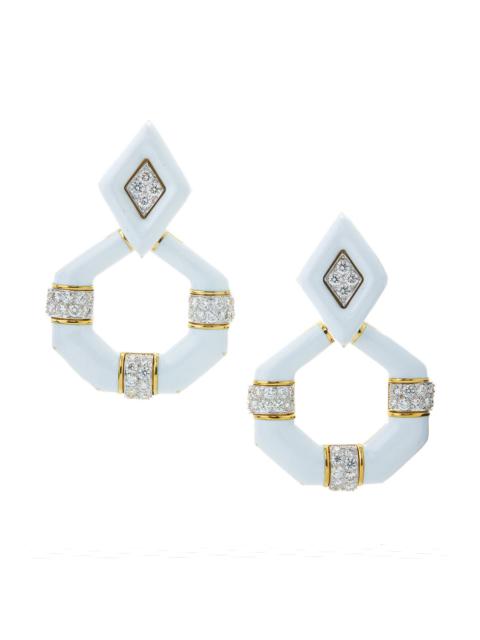 DAVID WEBB Diamond Irving Place Enamel Earrings