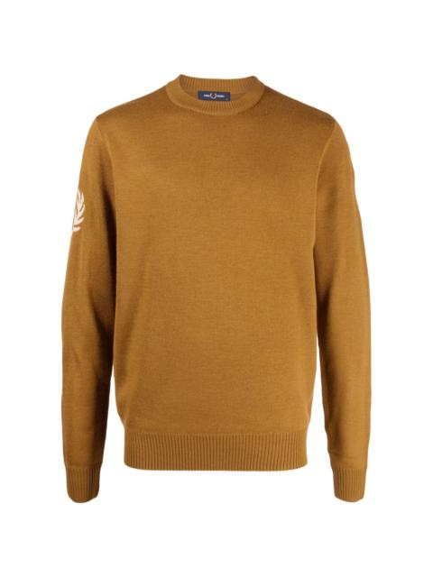 Fred Perry logo-intarsia fine-knit sweatshirt