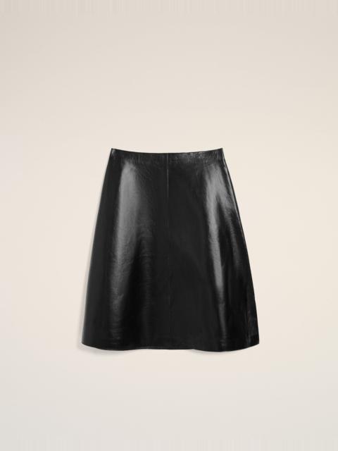 AMI Paris BLACK LAMB LEATHER MIDI TRAPEZE SKIRT