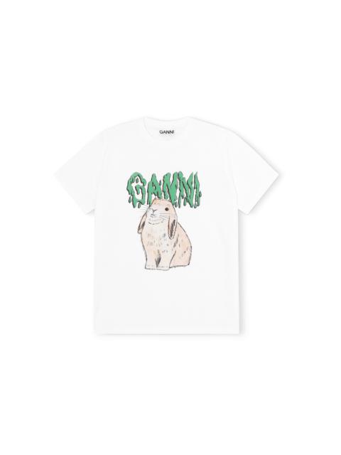 WHITE GRAPHIC BUNNY JERSEY T-SHIRT