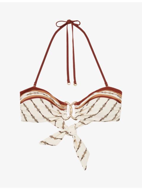 REISS Johannah Chain-Print Bandeau Bikini Top