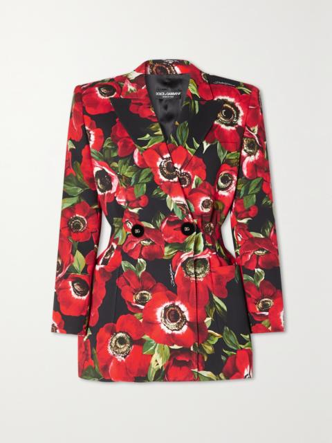 Dolce & Gabbana Double-breasted Floral-print Cady Blazer