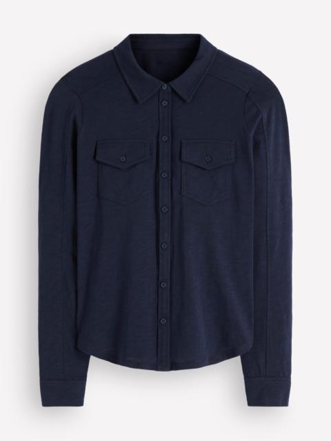 BODEN Seam Detail Jersey Shirt-Navy