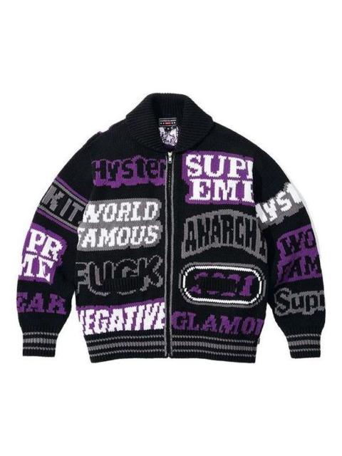 Supreme x HYSTERIC GLAMOUR Logos Zip Up Sweater 'Black Purple White' SUP-SS21-536