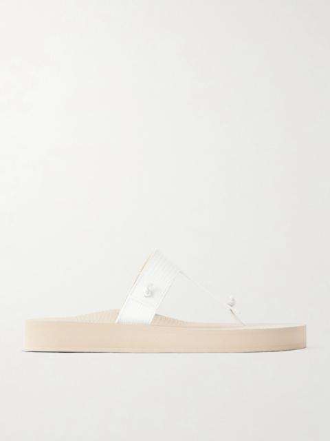 CHRISTEN Edge Lizard-effect Leather Flip Flops