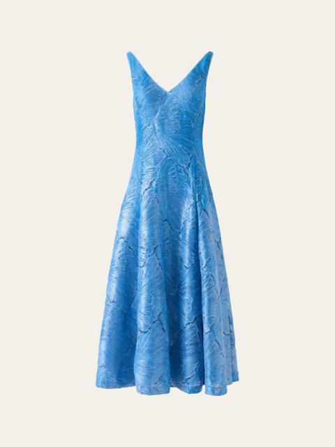 AKRIS Lacquered Sea Faille Sleeveless Midi Dress