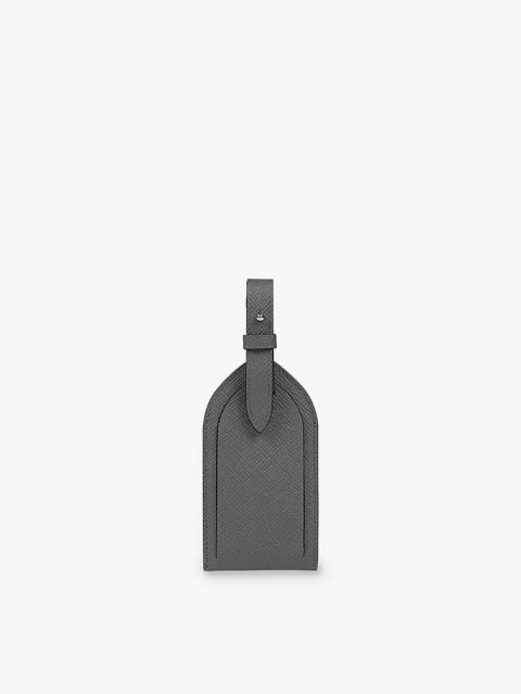 Smythson Panama logo-print leather luggage tag