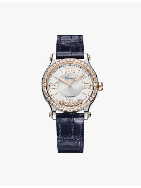 Chopard 278608-6003 Happy Sport 18-carat rose-gold, stainless-steel and 1.49ct brilliant-cut diamond automat
