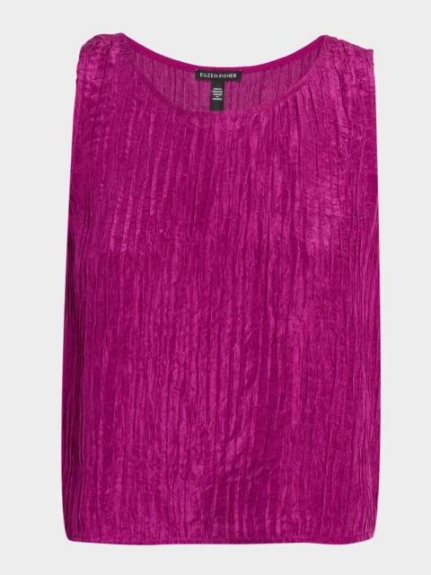 EILEEN FISHER Scoop-Neck Crinkled Silk Top