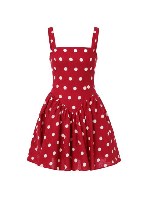 NICHOLAS Women's Vittoria Polka Dot Linen-Blend Minidress - Crimson Polka Dot