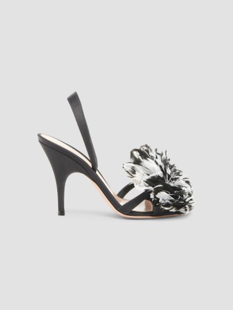 Gianvito Rossi Women's Winter Garden 95MM Crepe Satin Slingback Sandals - Black
