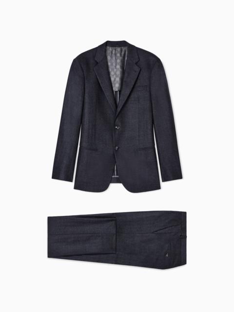 GIORGIO ARMANI SOHO LINE SINGLE-BREASTED SUIT IN CHEVRON VIRGIN WOOL AND CASHMERE