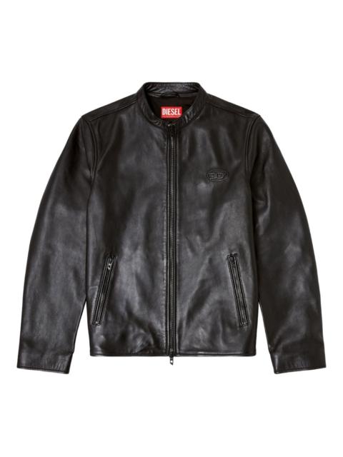 Diesel logo-embossed leather jacket
