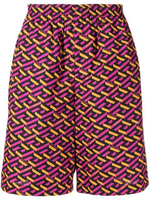 VERSACE logo geometric swim shorts