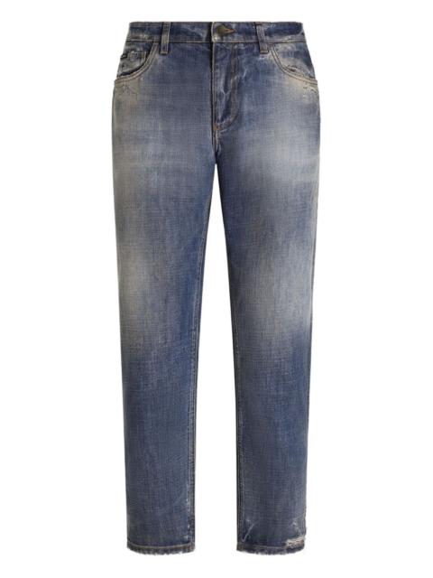 Dolce & Gabbana faded-effect logo-plaque jeans