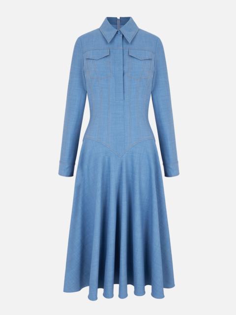 EMILIA WICKSTEAD Aspyn Dress In Blue Melange Summer Wool