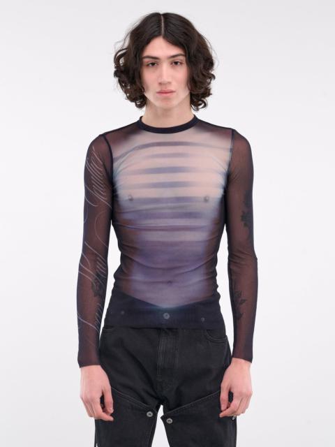 Jean Paul Gaultier Printed Mesh Long Sleeve Top