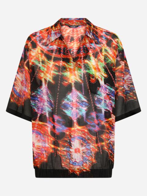 Illumination-print cotton Hawaiian shirt