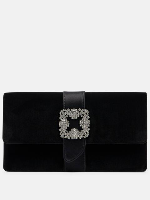 Manolo Blahnik Capri embellished velvet clutch