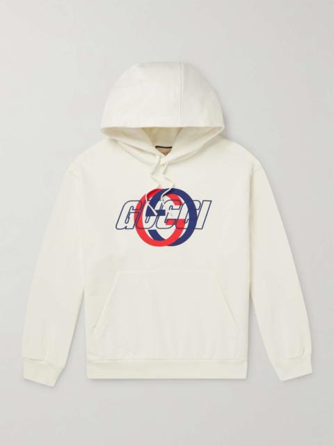GUCCI Logo-Embroidered Printed Cotton-Jersey Hoodie