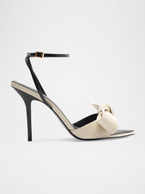 SCHUTZ 100mm Elodie Leather Bow Sandals