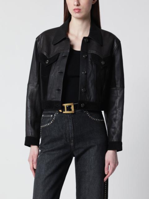 VERSACE Slim black leather blouson