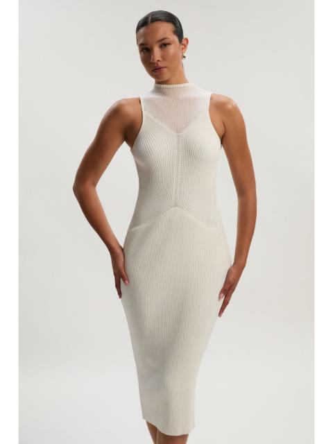 KAREN MILLEN Sheer Yolk Knitted Midi Dress