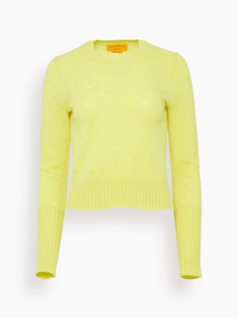 Shrunken Pointelle Crew in Lemon