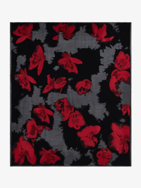 Women's Orchid Shawl in Black/red