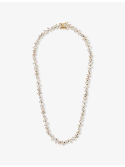 CRYSTAL HAZE Irregular 18ct Gold-Plated Brass Tennis Necklace