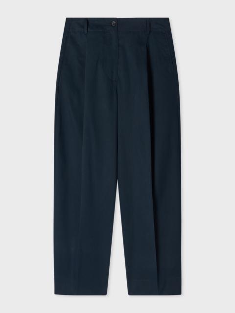 Paul Smith Women's Navy Cotton Pleated Trousers
