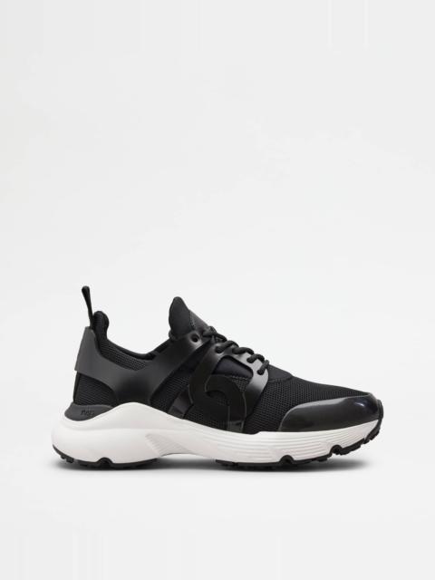 Tod's KATE SNEAKERS IN LEATHER AND TECHNICAL FABRIC - BLACK