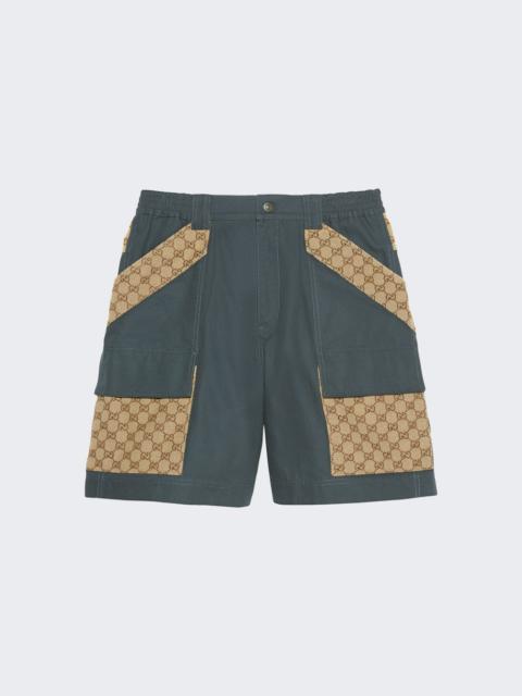 GUCCI Cotton Canvas Shorts Dark Grey