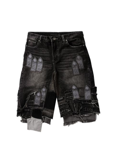 WHO DECIDES WAR PATCHED ARCH BLOWOUT DENIM SHORT