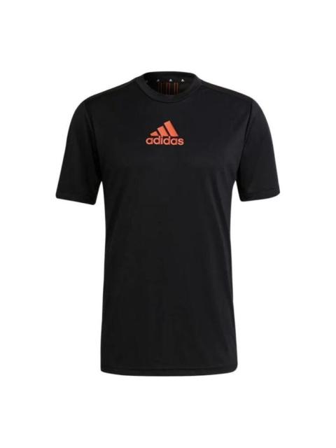 adidas Men's adidas Solid Color Alphabet Logo Printing Pullover Sports Short Sleeve Black T-Shirt GM2145